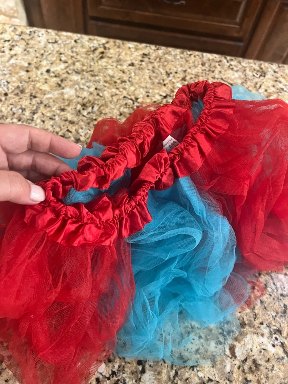 Women’s Red Blue Tutu Costume Set Striped Socks Long Sleeve | Size Medium